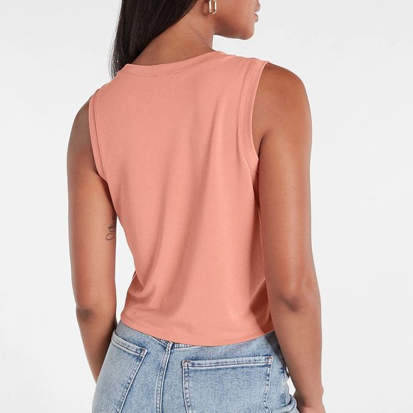 *NWT* Silky Sueded Jersey Cropped Muscle Tank - Terra Cotta - Size XXS - Express - Picture 2 of 14